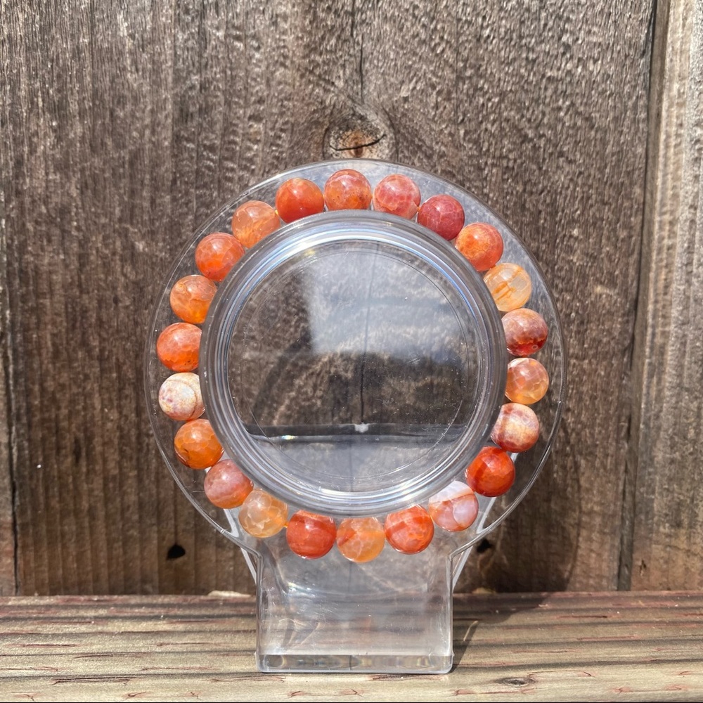 Fire Orca Agate Crystal Handmade Beaded Bracelet Agate Stone